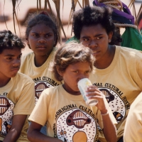 Ruchook Festival, shirts depicting the dugong were designed by Thancoupie to be worn proudly by the young participants - Photo by Jennifer Isaacs